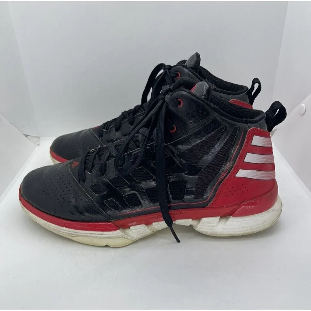 Adidas Adizero Shadow Sneakers G48034 Men Size: 10 Black Red Hi Top Shoes